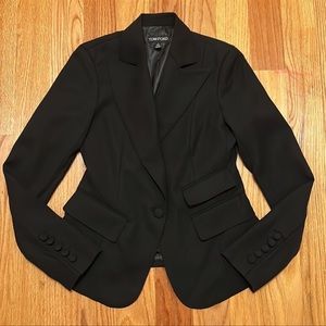 TOM FORD Black Tailored Single Button Closure Blazer / Tuxedo Style Jacket